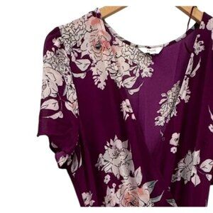 Candies Vintage Babydoll Dress‎ Women L Empire Waist Purple Pink Tulip Hem Flowy